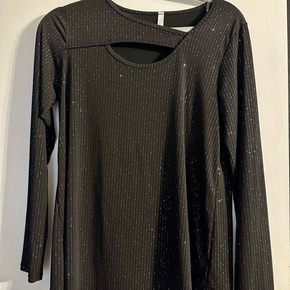 Black Sparkle Long Sleeve Top